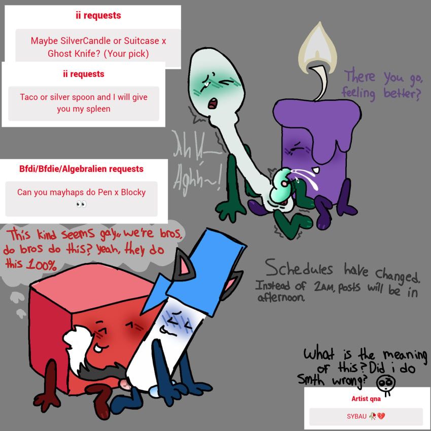 blocky_(bfdi), candle_(ii), pen_(bfdi), silver_spoon_(ii), battle_for_dream_island