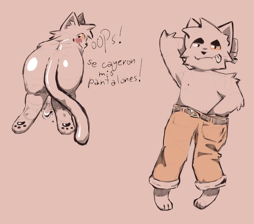 all_fours, ambiguous_gender, anthro, ass, black_pawpads