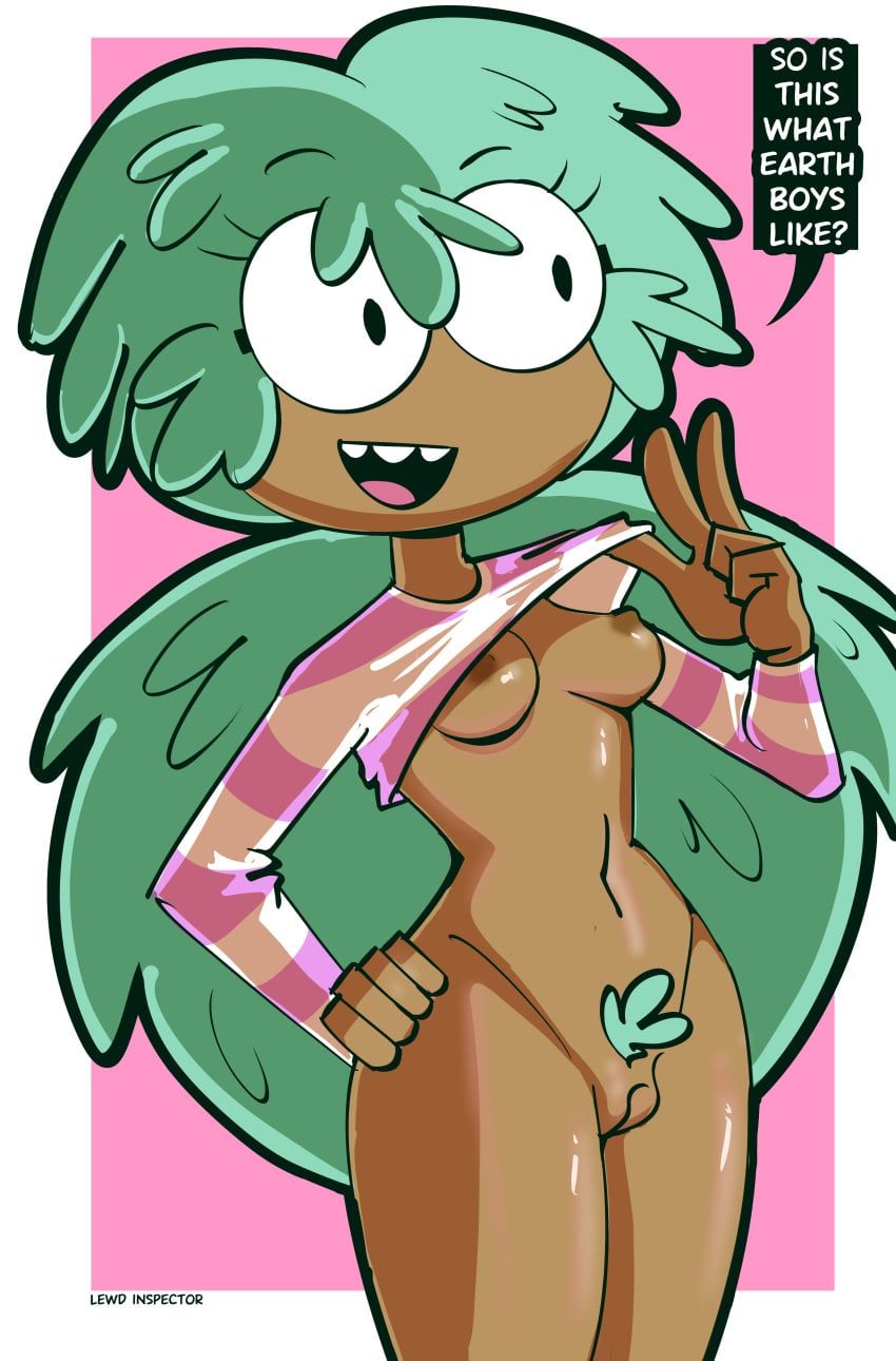 kelly_(star_vs_the_forces_of_evil), lewd_inspector, dark_skin, flashing, flashing_breasts