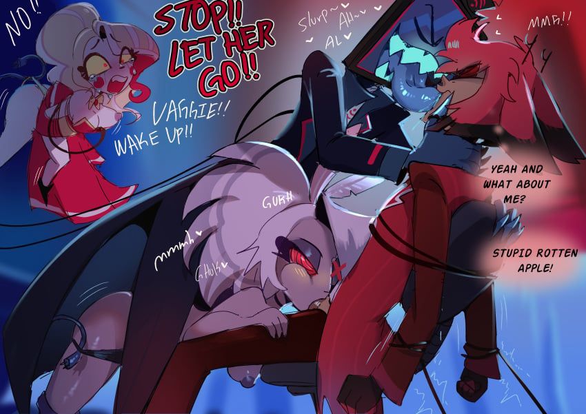 alastor_(hazbin_hotel), charlie_morningstar_(hazbin_hotel), vaggie, vox_(hazbin_hotel), hazbin_hotel