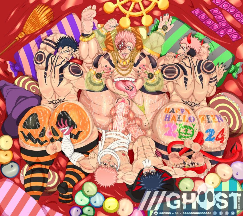 fushiguro_megumi, itadori_yuuji, ryoumen_sukuna_(jujutsu_kaisen), halloween, jujutsu_kaisen