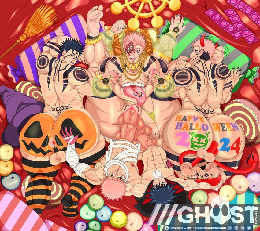 fushiguro_megumi, itadori_yuuji, ryoumen_sukuna_(jujutsu_kaisen), halloween, jujutsu_kaisen