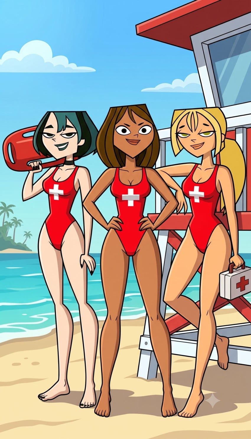 baywatch_(cosplay), bridgette_(tdi), courtney_(tdi), gwen_(tdi), baywatch_(franchise)