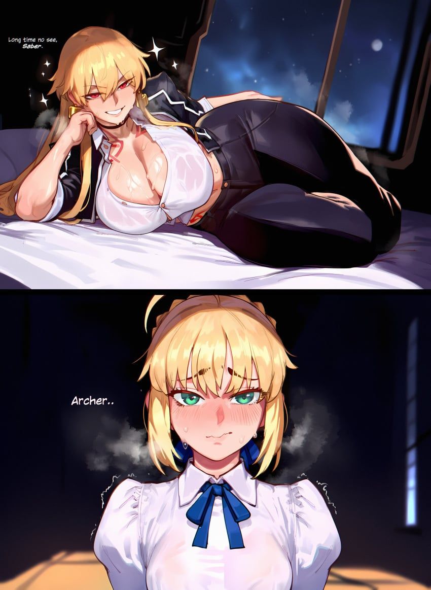 gilgamesh, gilgamesh-ko, gilgamesh_(fate), saber, fate/stay_night
