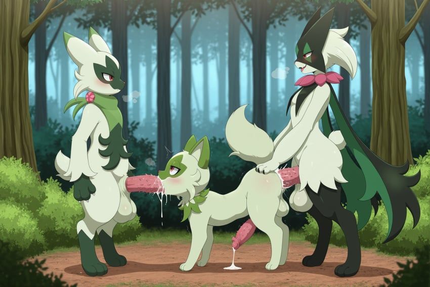 floragato, generation_9_pokemon, meowscarada, pokemon_(species), sprigatito