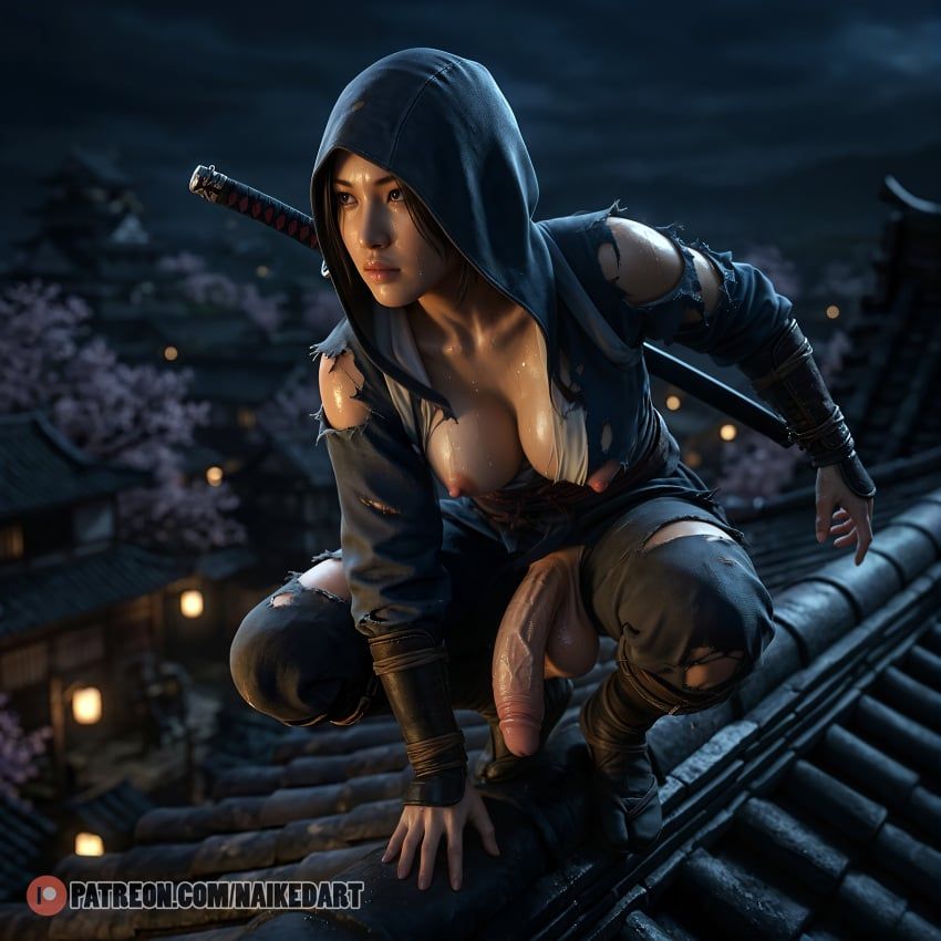 fujibayashi_naoe, assassin's_creed_(series), assassin's_creed_shadows, naikedart, exposed_breasts
