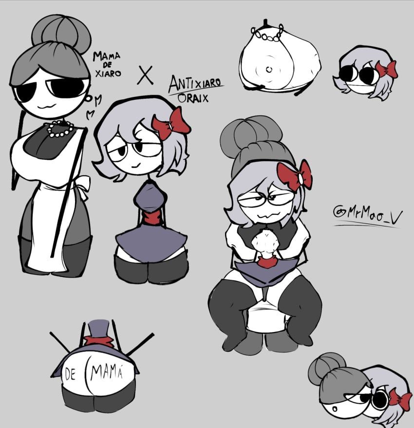 antixiaro, oraix, xiaros_mom, mrmao_v, 2girls