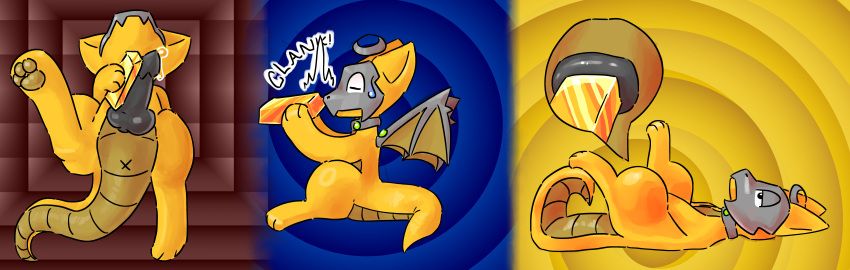 mythology, 3_toes, black_penis, collar, dragon