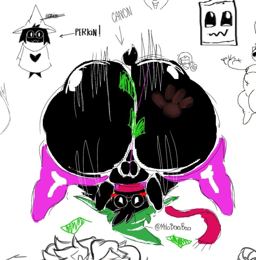 kris_(deltarune), ralsei, ralsei_with_black_fur, deltarune, milobaabaa