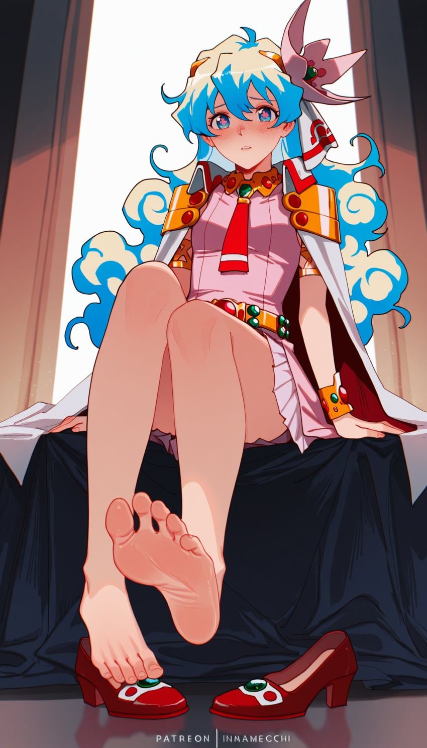 nia_teppelin, tengen_toppa_gurren_lagann, 1girls, barefoot, blush