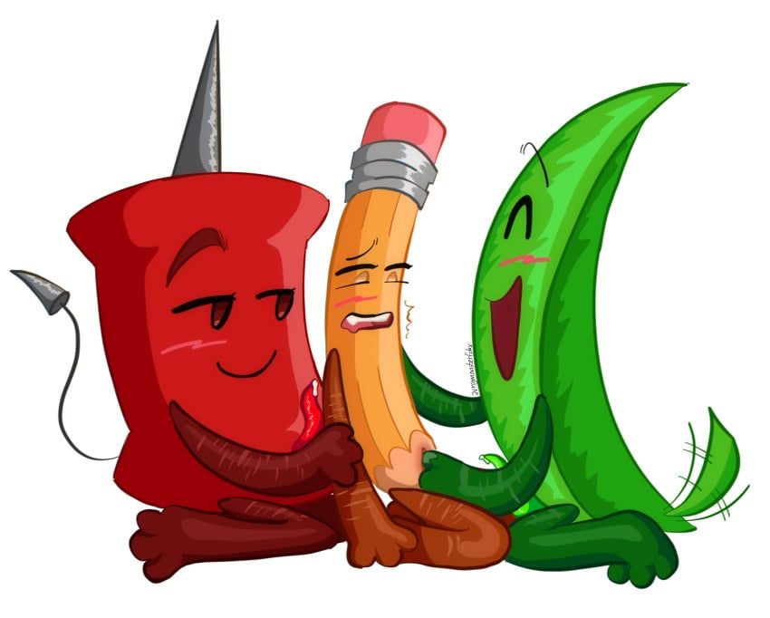 leafy_(bfdi), pencil_(bfdi), pin_(bfdi), battle_for_dream_island, bfdi