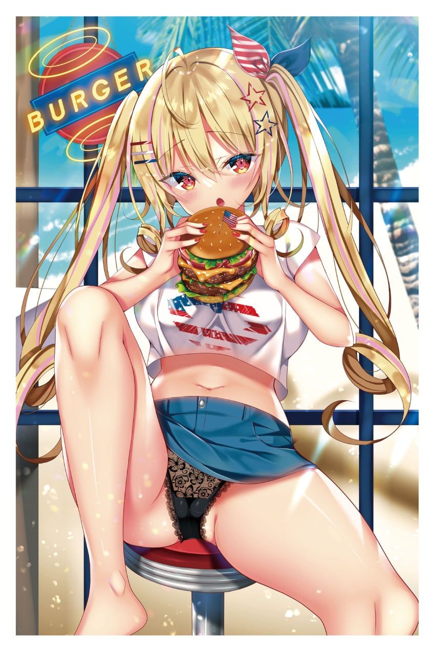 original, nae-nae, 1girl, ahoge, american_flag