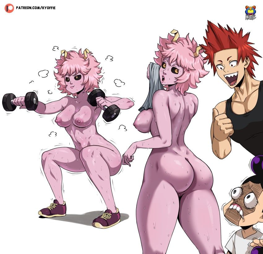 eijirou_kirishima, mina_ashido, minoru_mineta, my_hero_academia, kyoffie