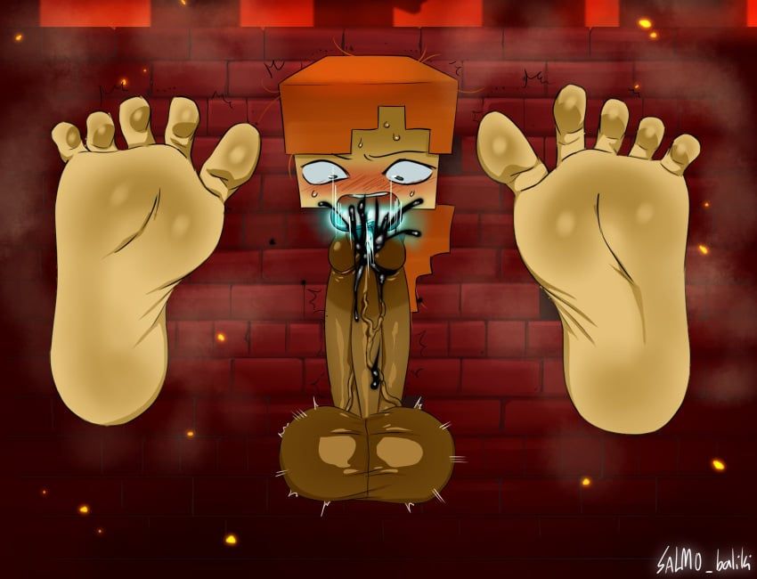 alex_(minecraft), minecraft, salmobaliki, balls, barbed_penis