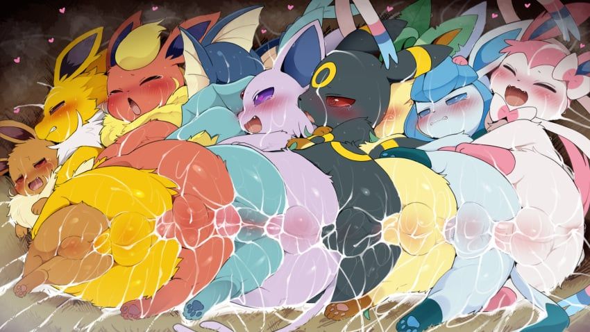 all_nine_eeveelutions, eevee, eeveelution, espeon, flareon