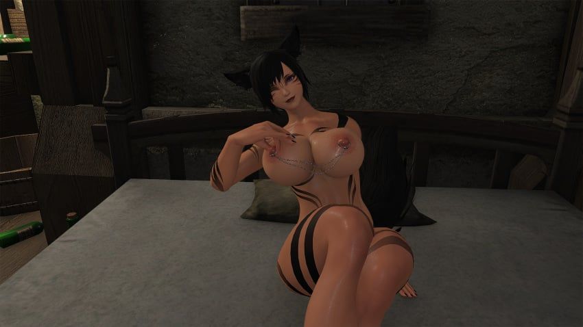 miqo'te, warrior_of_light_(ff14), final_fantasy_xiv, 1girls, ass