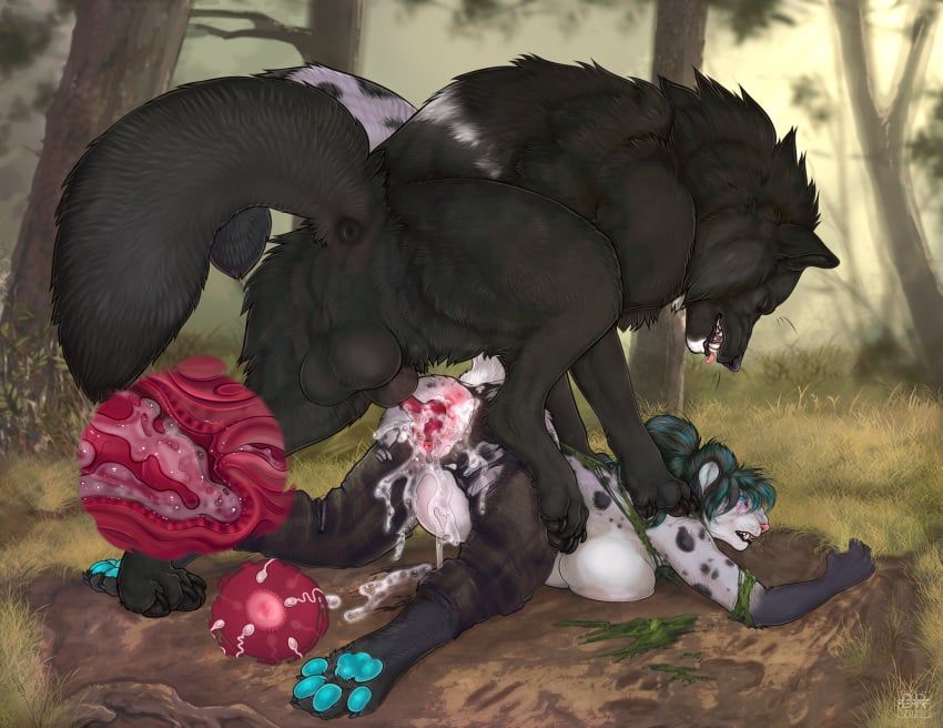 echo_(wolffylegend), firefangdragon, abdominal_bulge, animal_genitalia, animal_penis