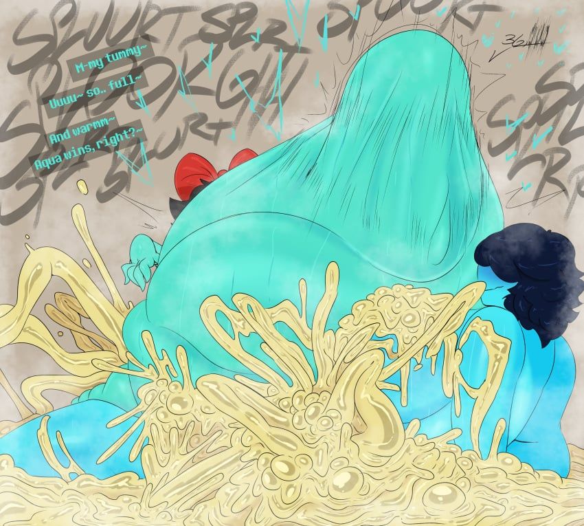 aqua_(deltarune), kris_(deltarune), deltarune, slinkmayker, ass_bigger_than_head
