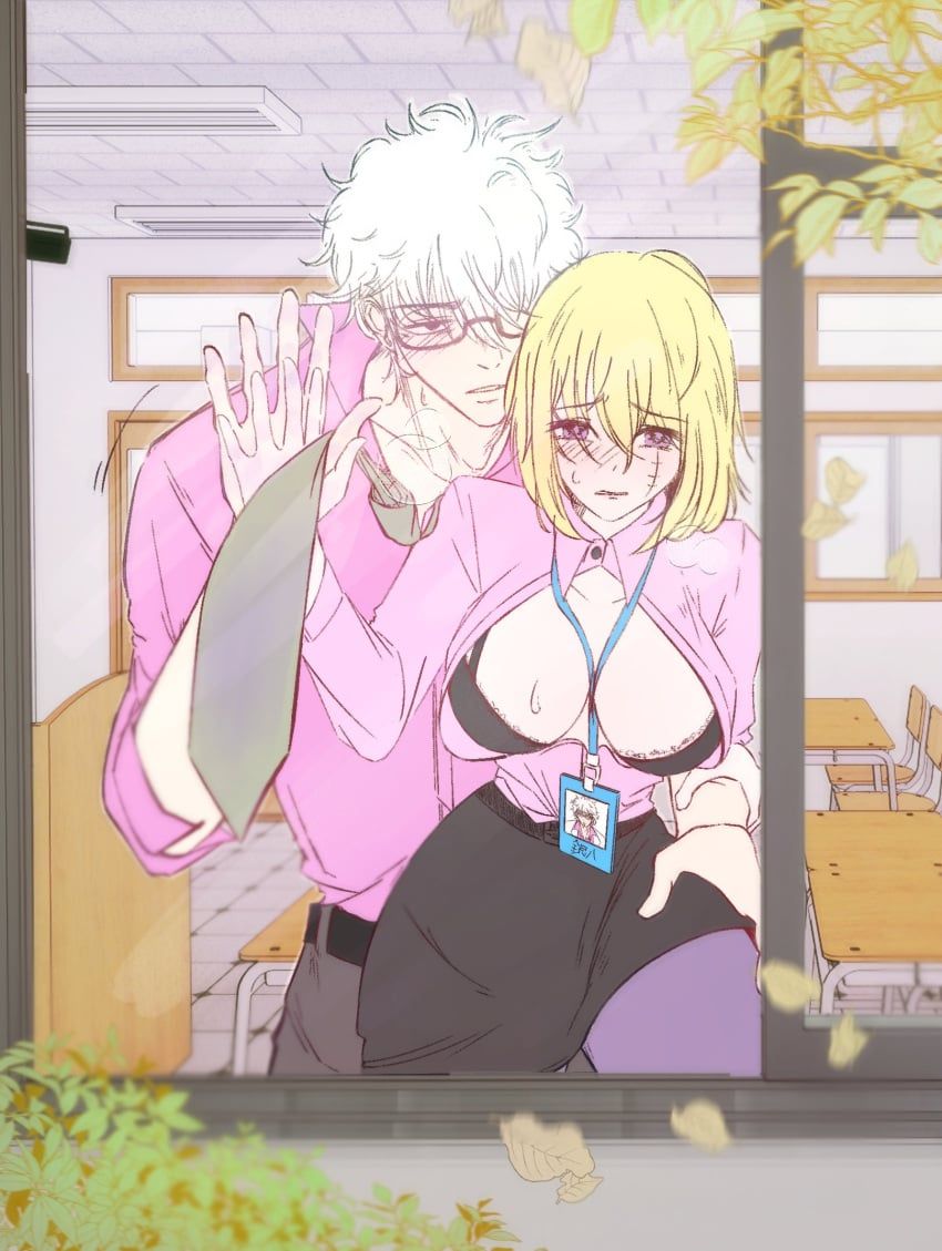 gintoki_sakata, tsukuyo, class_3-z, gintama, 1boy