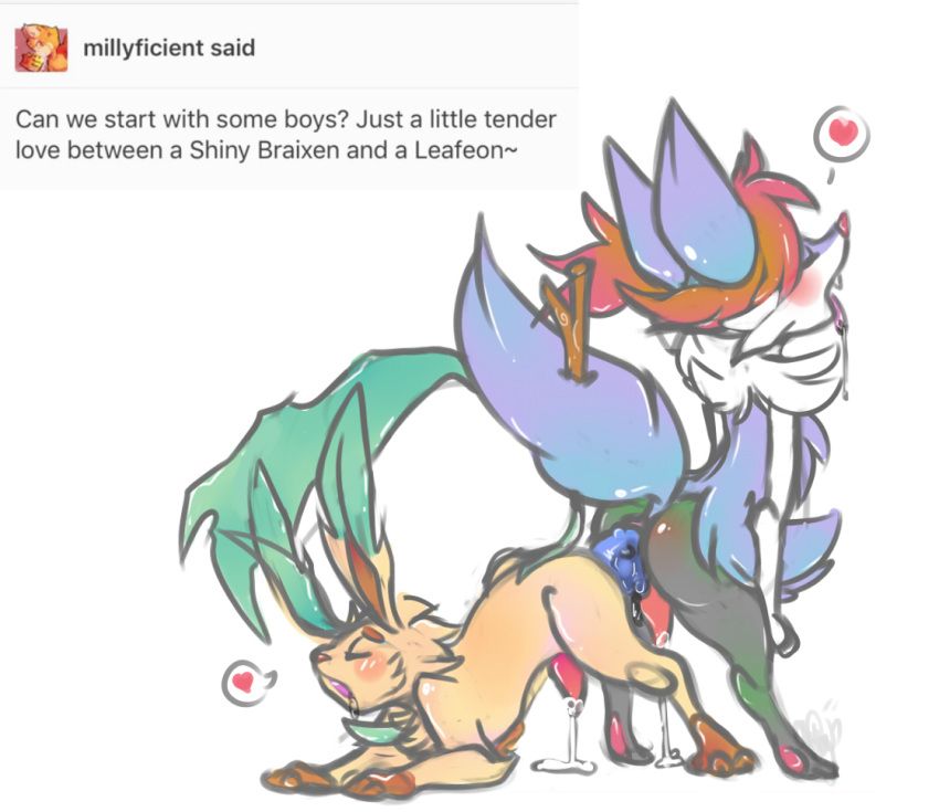 braixen, eeveelution, leafeon, pokemon_(species), shiny_pokemon