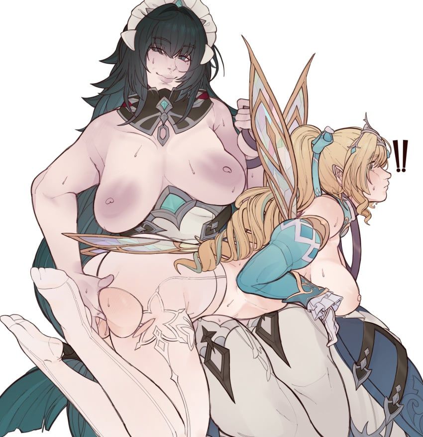 danica_(genshin_impact), genshin_impact, blackrunel, !!!, 2girls