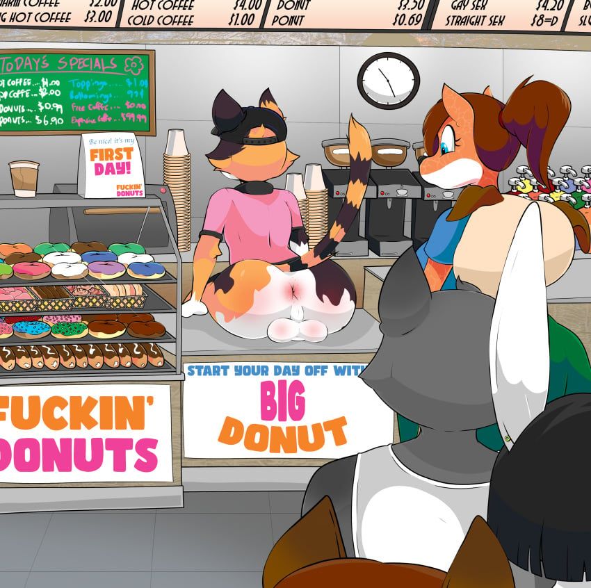 inkpenkitten, dunkin'_donuts, tinydevilhorns, anthro, anus
