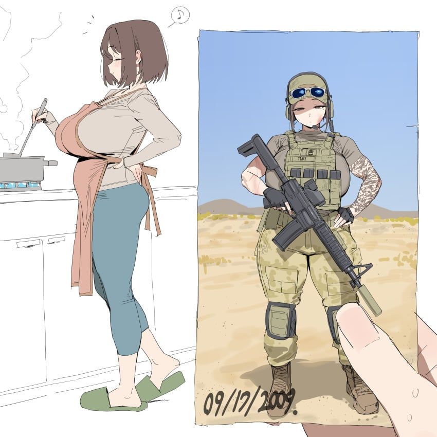original, xipa, 1girls, ammunition_pouch, apron