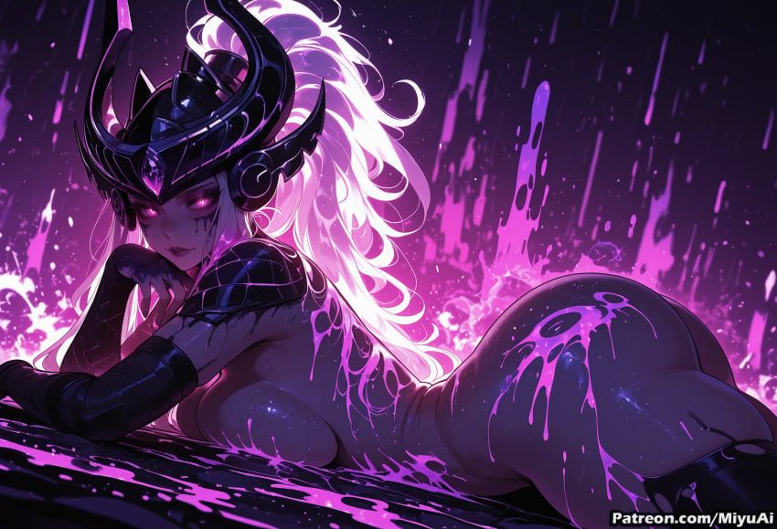 syndra, league_of_legends, miyuai, 1girl, ass