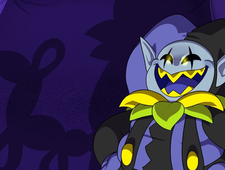 jevil_(deltarune), deltarune, yoshimister, 1boy, balloon_animal