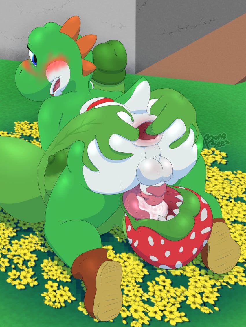 piranha_plant, yoshi, yoshi_(character), mario_bros, nintendo