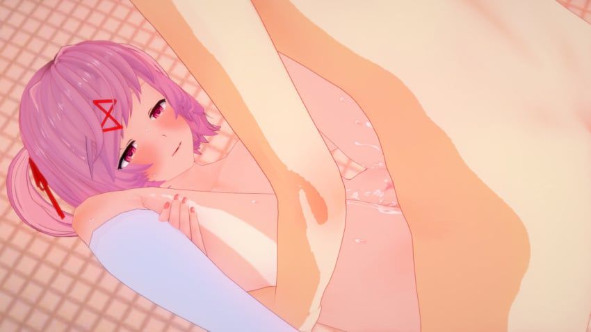 natsuki_(doki_doki_literature_club), doki_doki_literature_club, shimo, 1boy, 1girls