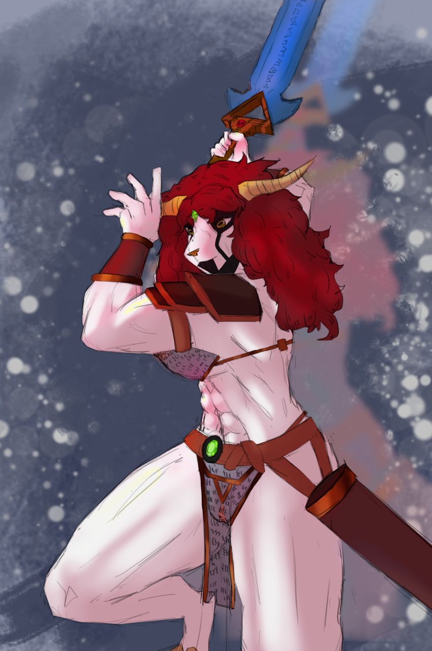 princess_eliza_(therealnarrowjungle), abs, ambiguous_text, angora_goat, anthro