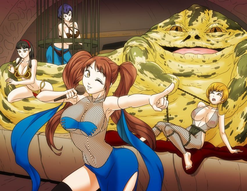 amagi_yukiko, jabba_the_hutt, kujikawa_rise, mara_jade_skywalker_(cosplay), oola_(cosplay)