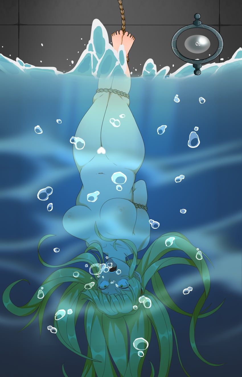 margaret_(blue_guardian_margaret), blue_guardian_margaret, satou_(artist), air_bubbles, asphyxiation
