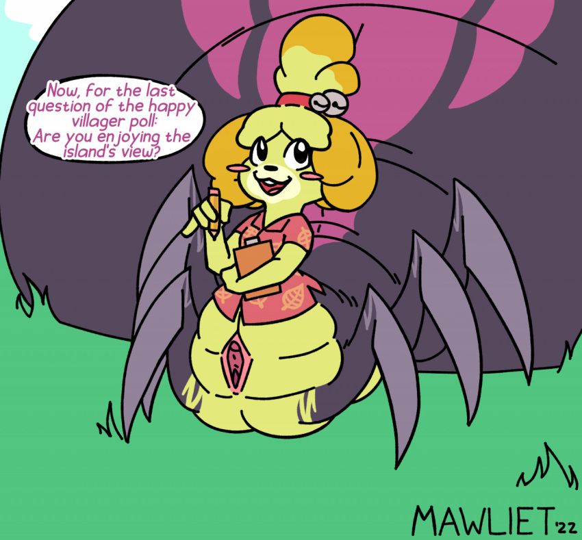 isabelle_(animal_crossing), animal_crossing, nintendo, mawliet, arachnid