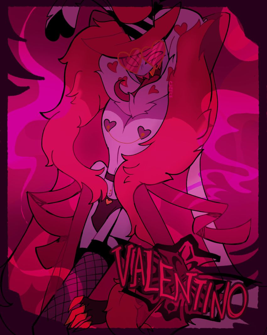 valentino_(hazbin_hotel), hazbin_hotel, picklezz, arms_behind_head, belly_button_piercing