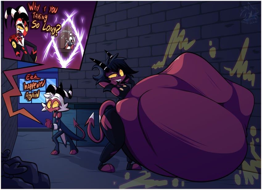 blitzo_(helluva_boss), millie_(helluva_boss), moxxie_(helluva_boss), helluva_boss, vivziepop