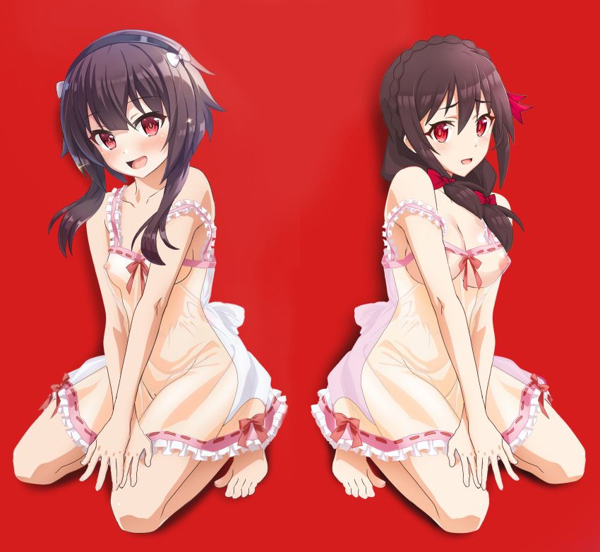 megumin, panty, yunyun_(konosuba), kono_subarashii_sekai_ni_shukufuku_wo!, marusankaku