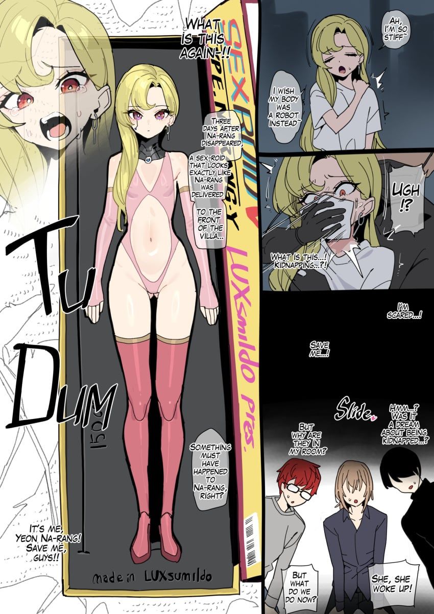 luxsumildo, 1girls, 3boys, blonde_female, blonde_hair