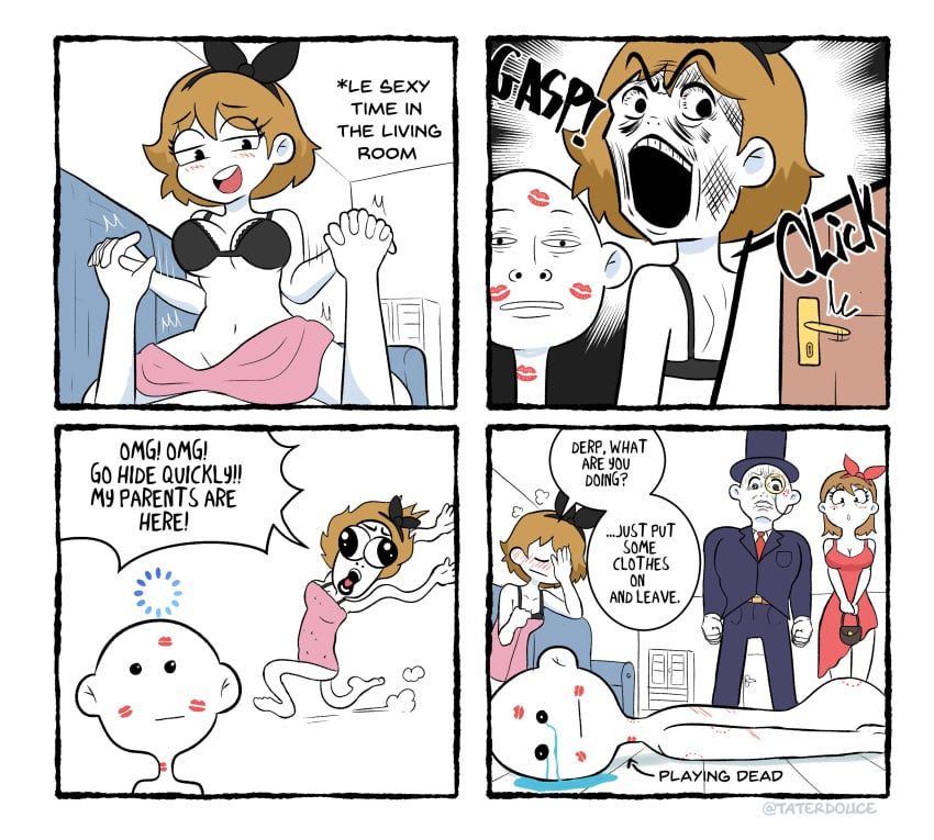 derpina, rage_comics, taterdouce, bite_mark, black_bra
