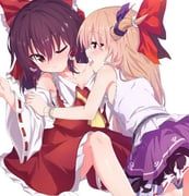 hakurei_reimu, ibuki_suika, touhou, aoi_1013ss, 2girls