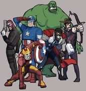 black_widow, captain_america, demoman_(tf2), engineer_(tf2), hawkeye_(marvel)