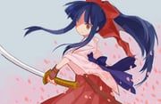 shinguuji_sakura, sakura_taisen, home_(houmei), 1girl, blue_background