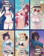 cover_bikini_girl_(gta_vi), eri_(blue_archive), eri_(c108_swimsuit)_(blue_archive), fuuka_(blue_archive), iroha_(blue_archive)
