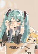 hatsune_miku, kagamine_rin, vocaloid, seoyoung7770, 2girls