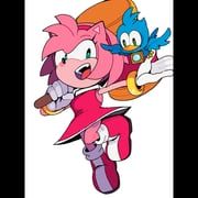 amy_rose, flicky_(character), sonic_(series), aimf, 1girl