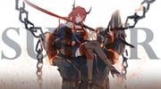 surtr_(arknights), arknights, eien_001, 1girl, bare_shoulders