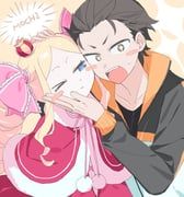 beatrice_(re:zero), natsuki_subaru, re:zero_kara_hajimeru_isekai_seikatsu, zabuzabu_zabuun, +_+