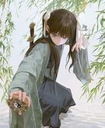 eyeball_bracelet_girl_(fkey), original, fkey, 1girl, bamboo