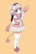 kanna_kamui, kobayashi-san_chi_no_maidragon, itoma_mahimahi, 1girl, arm_up